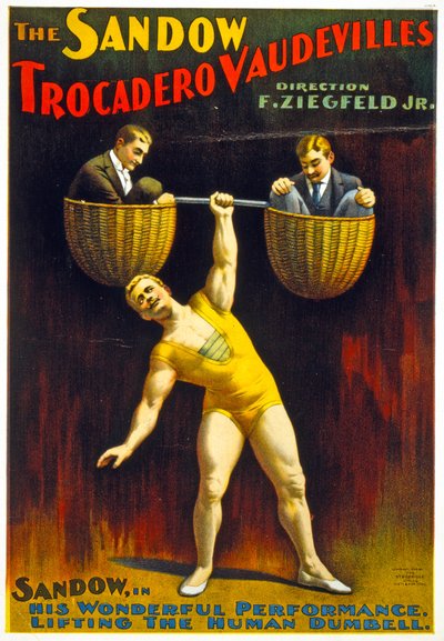 Póster publicitario de The Sandow Trocadero Vaudevilles c.1894 de American School